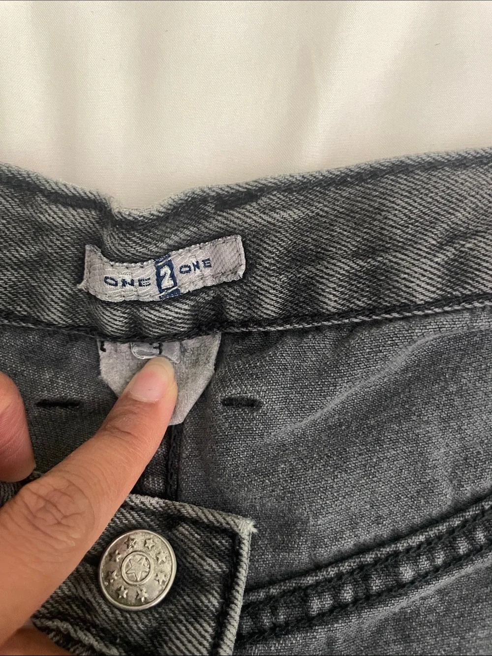High-Waist Washed Black Denim Shorts